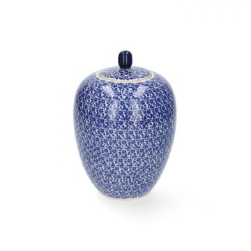 Bunzlau Ginger Jar with Knob - Indigo