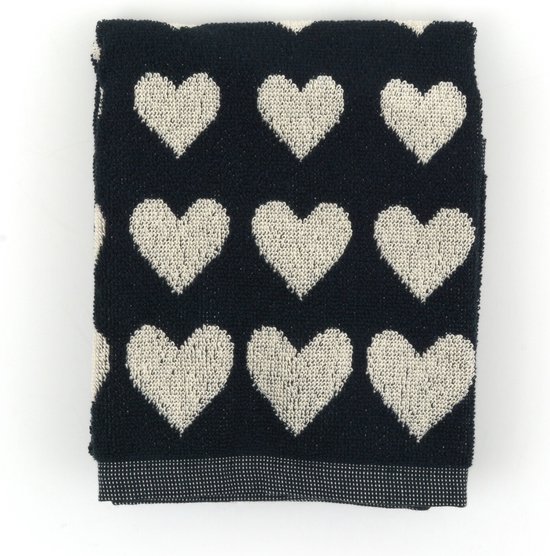 Bunzlau Kitchen Towel Hearts Black