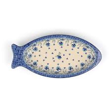 Bunzlau Plate Fish Shaped Medium - Daydream