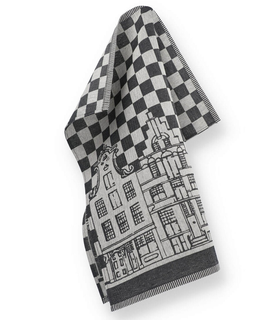 Bunzlau Tea towel Canal Houses Black