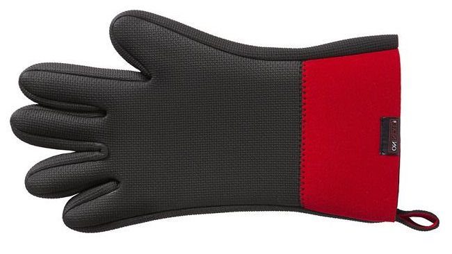 Ovenwant m/vingers kort, zwart/rood