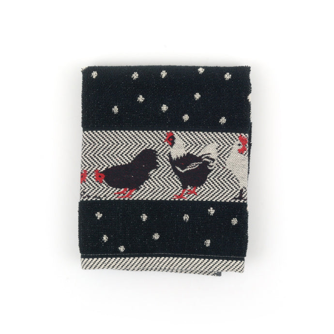 Bunzlau Kitchen Towel Chickens Black