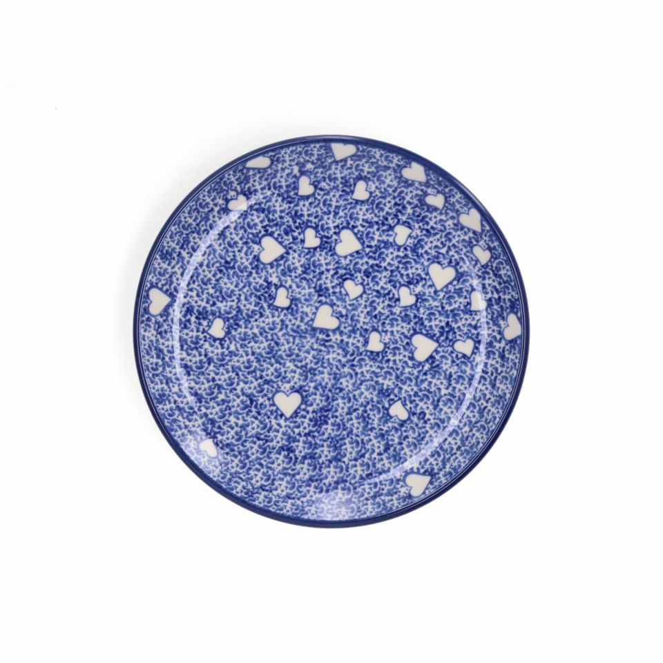 Bunzlau Cake Dish Ø 16 cm - White hearts