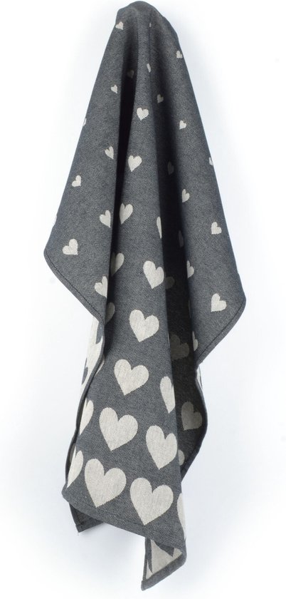 Bunzlau Tea Towel Hearts Black