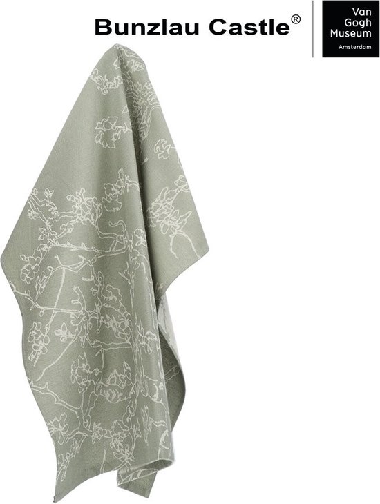 BUNZLAU THEEDOEK VGM ALMOND BLOSSOM GROEN