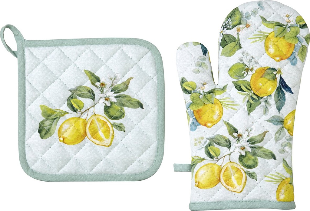 IHR SET VAN PANNENLAP EN HANDSCHOEN LEMON MINT