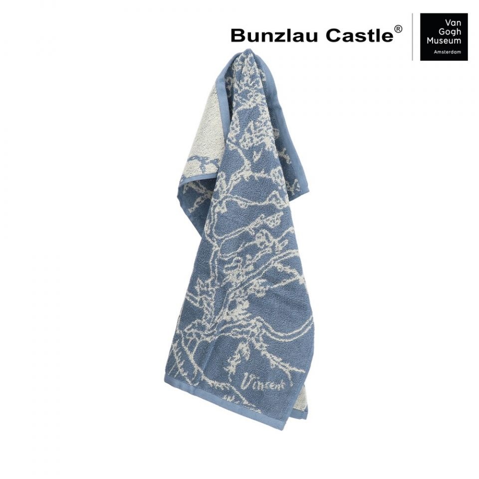 BUNZLAU HANDDOEK VGM ALMOND BLOSSOM BLAUW