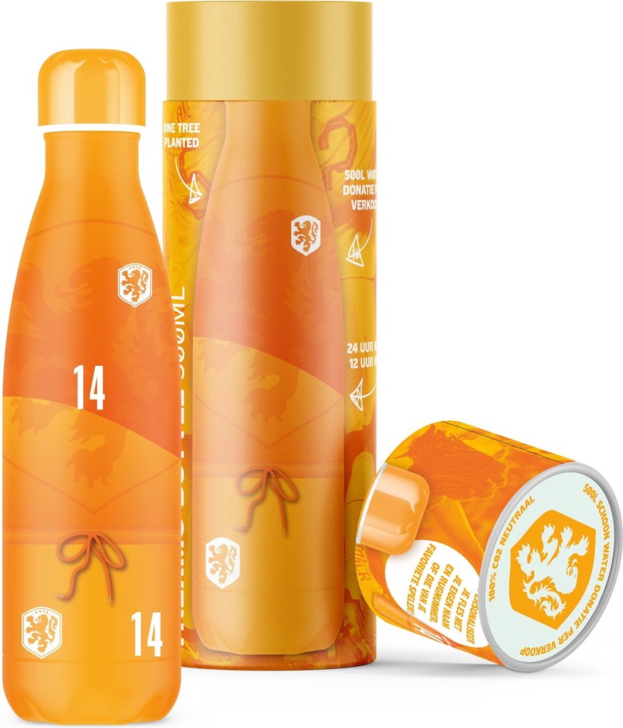 KNVB Drinkfles 500 ml inclusief Stickers - EK 2024 - Oranje