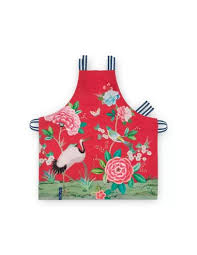 PIP STUDIO KOOKSCHORT, OVERALL PRINT, RED, 100 % KATOEN
