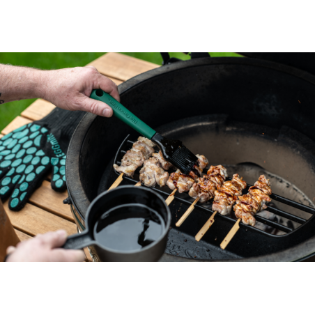 big green egg cast iron sauce pot with brush