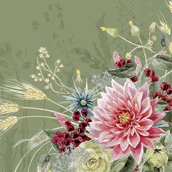 IHR SERVETTEN CORDELIA GREEN 3LAAGS 20STUKS 33X33CM