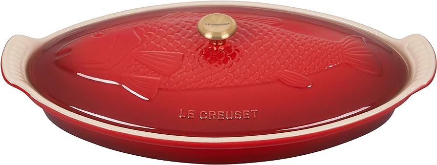 Le Creuset Ovenschaal 'Vis' Heritage Ovaal 34cm 1,6l rood