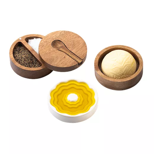 STYLE DE VIE Keramieken olijfolie schaaltje, bakje voor boter en peper en zout bakje