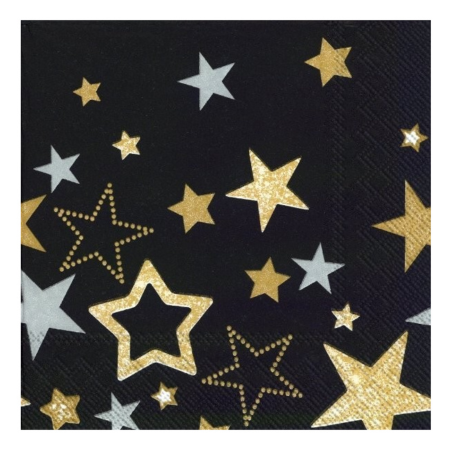 ihr  servetten sparkling stars black 33x33 cm 20stuks