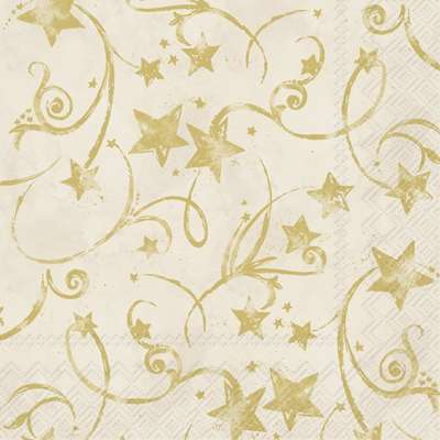 IHR SERVETTEN STAR GARLAND CREAM GOLD 20STUKS 33X33CM