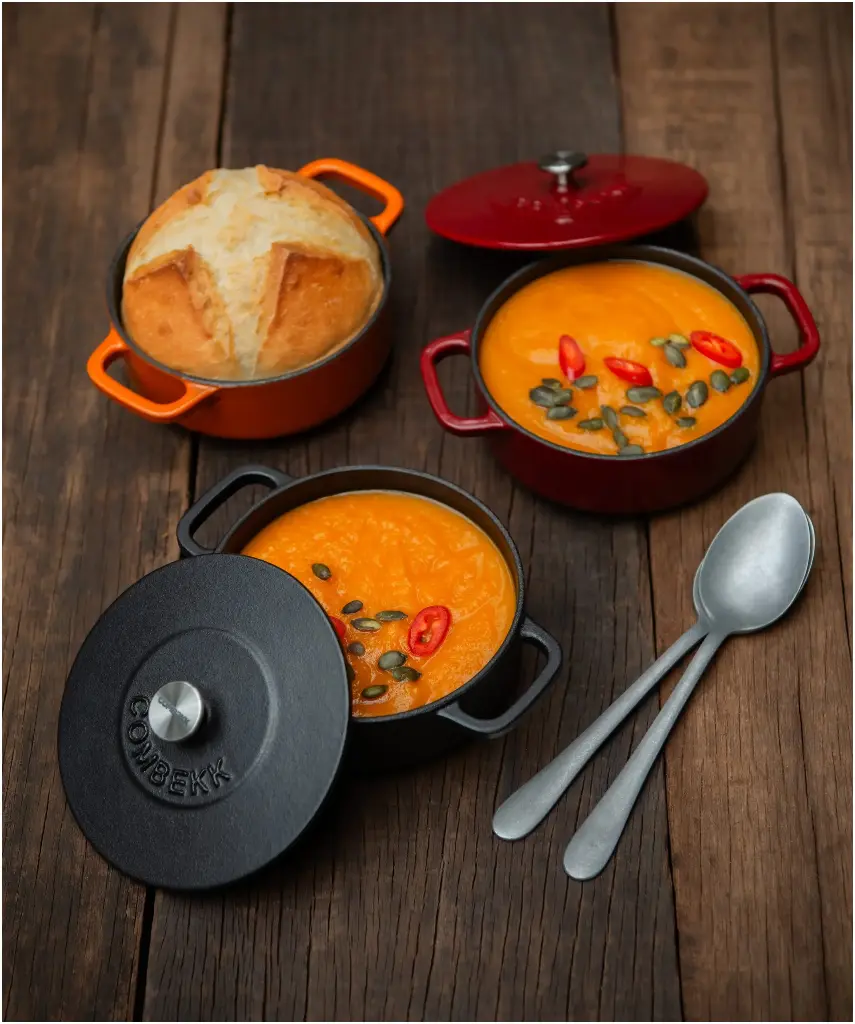 GIETIJZEREN PANNETJE ORANJE Ø 12 CM, PER STUK 