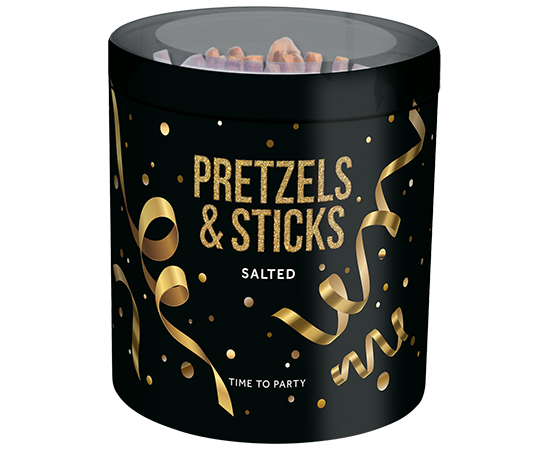Time To Party Pretzels in koker