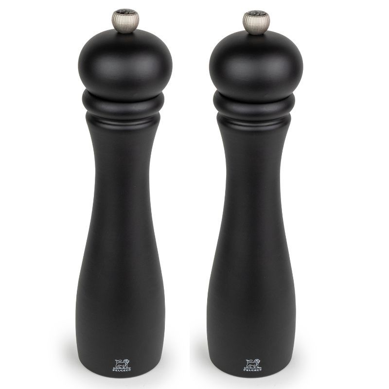 Peugeot Checkmate  set zout en pepermolen, 25 cm, mat zwart, hout