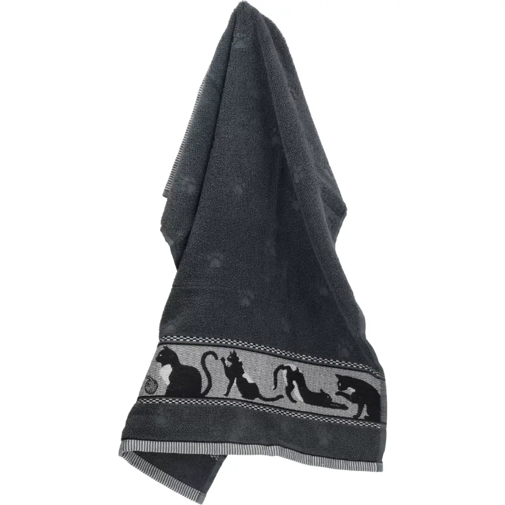 Bunzlau Kitchen Towel cats anthracite  