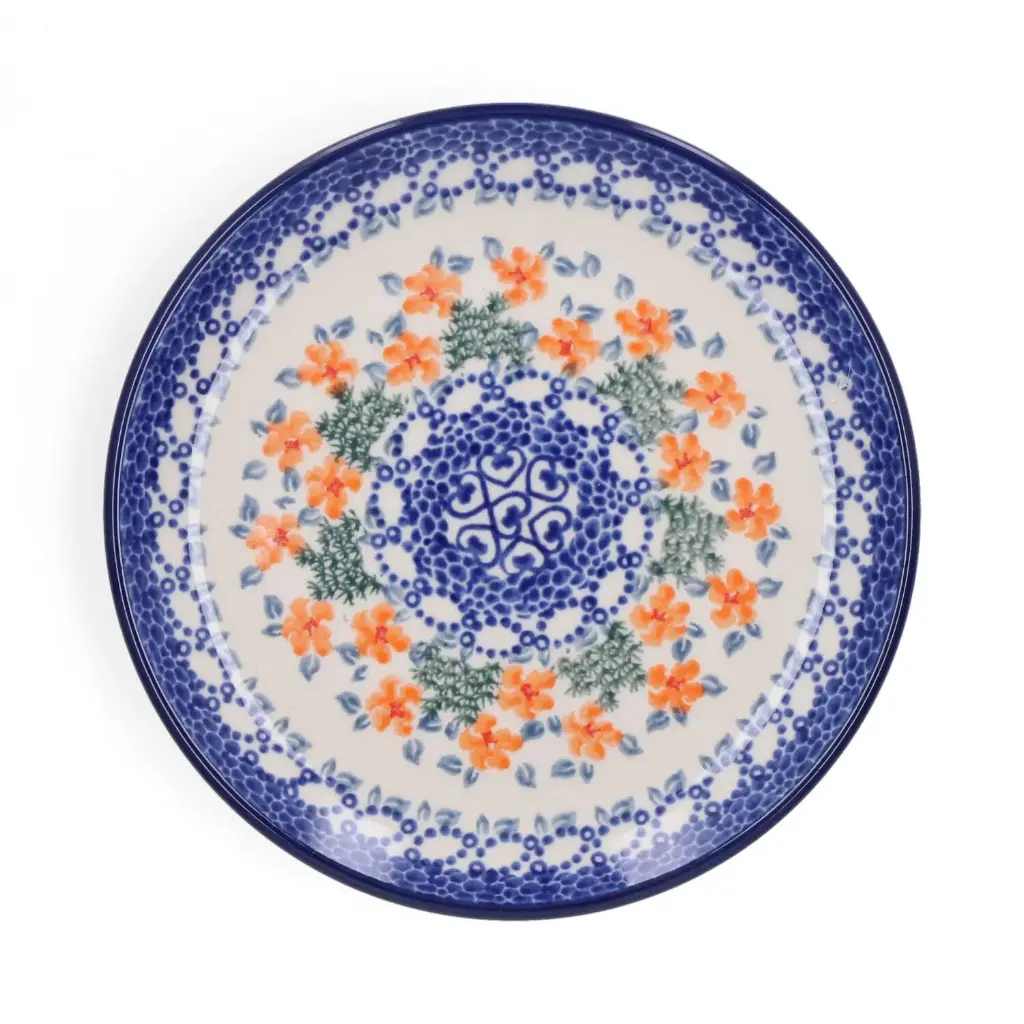 BUNZLAU CAKE DISH 16CM TULIP ORANGE BLOSSOM