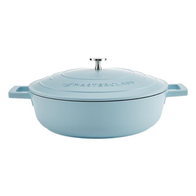 Masterclass Sky Blue Cast Aluminium Shallow Casserole Dish 4L, Blue