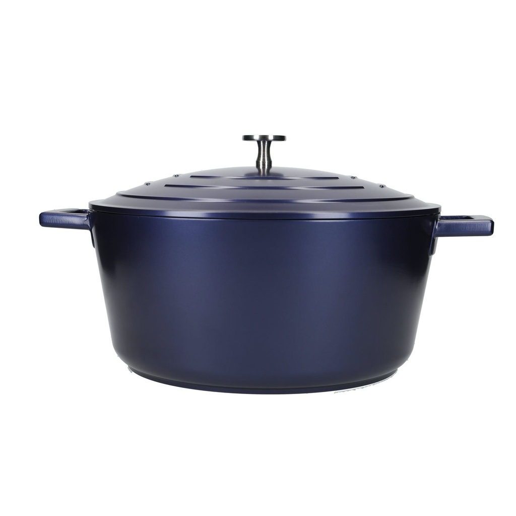 Masterclass Large 5 Litre Casserole Dish with Lid - Metallic Blue, Blue