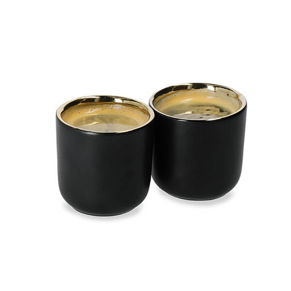 La Cafetière dubbel geïsoleerde espressokopjes, zwart/goud, 70ml, set van 2 kopjes