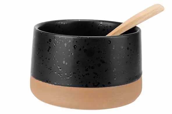 Dela Set Bowl zwart Met Lepel D9,5xh5,5cm  