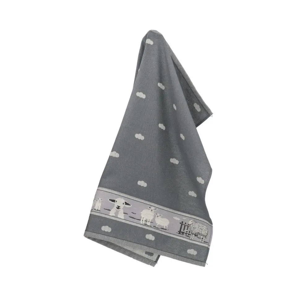 BUNZLAU THEEDOEK ANTRACIET SCHAAP