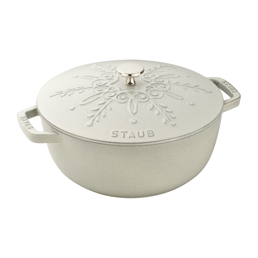 Staub 3,75 liter geëmailleerde gietijzeren DUTCH OVEN met sneeuwvlokdeksel in witte truffelkleur