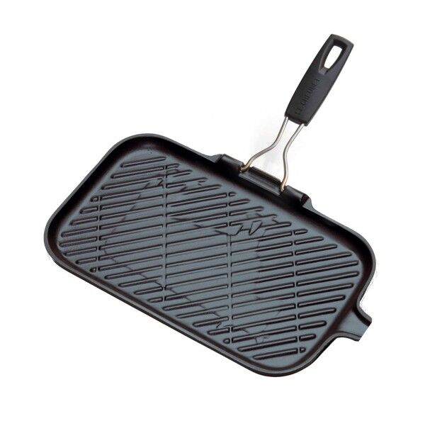 Grillpan rechthoekig siliconen handvat Mat Zwart 36cm