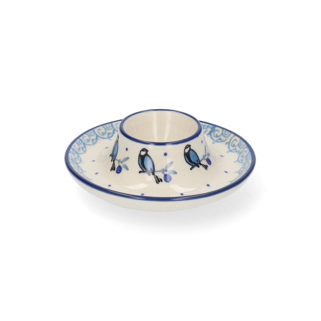 Bunzlau Egg Cup Flat - Blue Bird