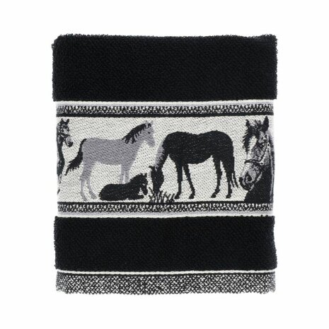 HANDDOEK PAARDEN ZWART  BUNZLAU