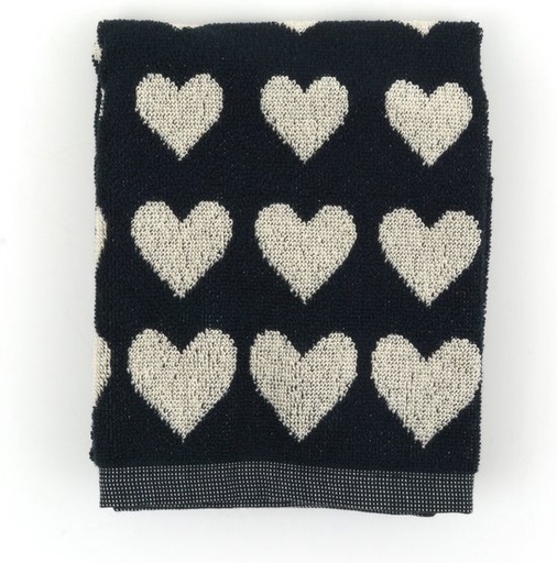 Bunzlau Kitchen Towel Hearts Black