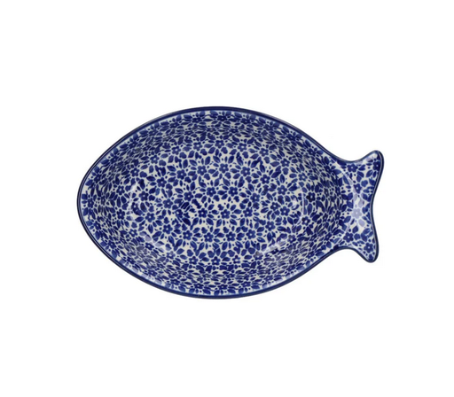 Bunzlau Plate Fish Shaped Small - Indigo
