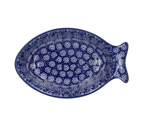 Bunzlau Plate Fish Shaped Small - Lace