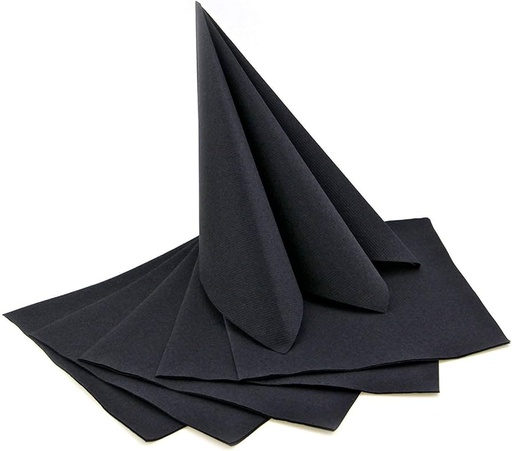 SERVET UNI ZWART 40 X 40 CM, 12 STUKS