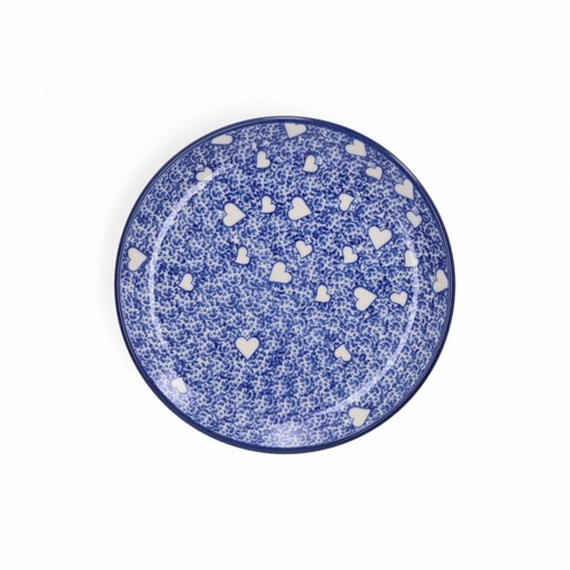 Bunzlau Cake Dish Ø 16 cm - White hearts