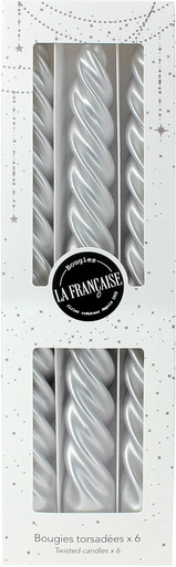 Giftset 6 dinerkaarsen Twist ZILVER