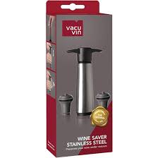 VACUVIN WINE SAVER RVS + 2 STOPPERS