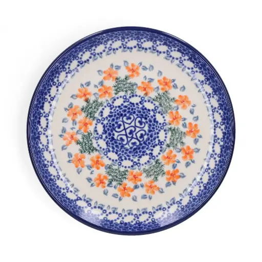 BUNZLAU CAKE DISH 16CM TULIP ORANGE BLOSSOM