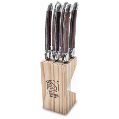 6 Steakmessen Dark Wood ABS