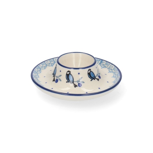 Bunzlau Egg Cup Flat - Blue Bird